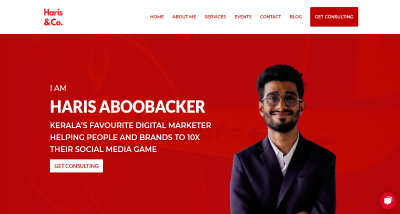 Haris Aboobacker personal portfolio website designed by Fenix advertising, best website designing compny in kannur